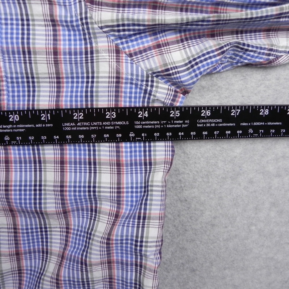 Roundtree & Yorke Shirt Mens XLT Tall Pocket Button Up Blue Plaid Long Sleeve - Picture 5 of 9